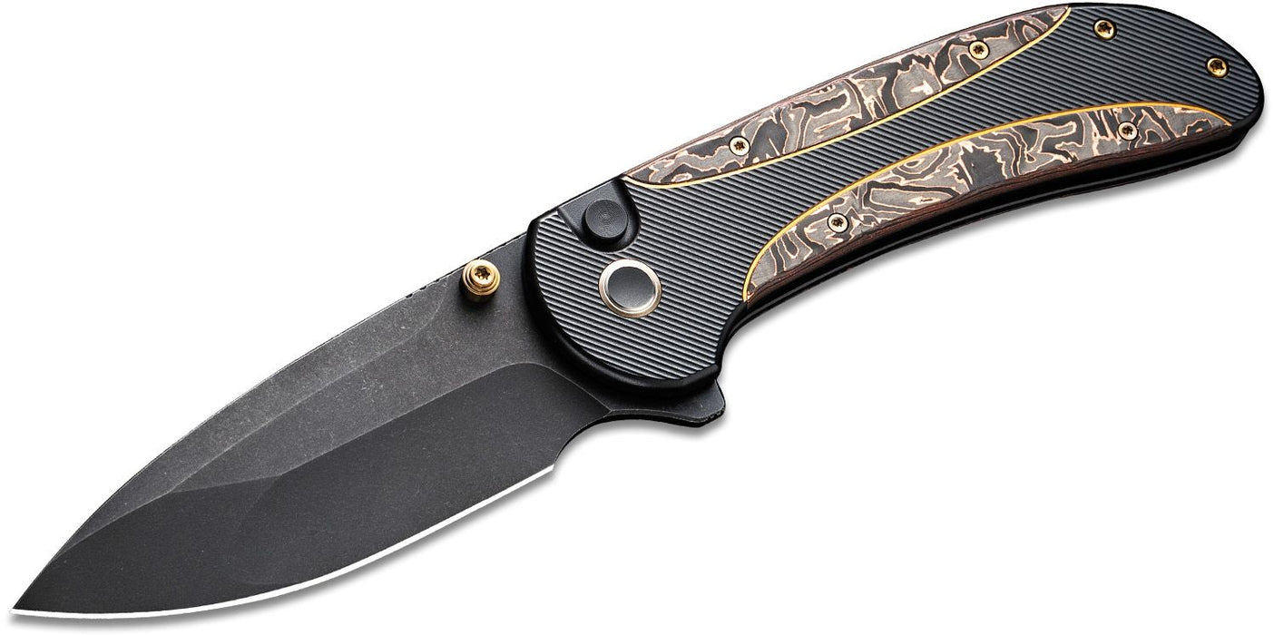 WE Knife Co Zizzit Button Lock Knife Copper Foil CF/Black Ti (3.8" Black SW) WE23031-1