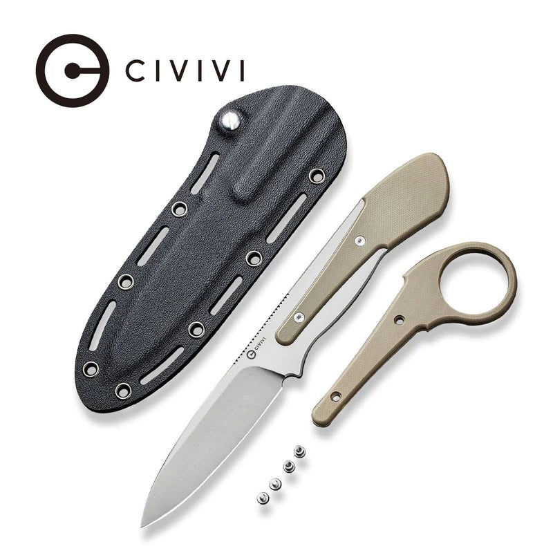 CIVIVI Varius Fixed Blade Knife Tan G-10 (3.75" Satin) C22009D-2