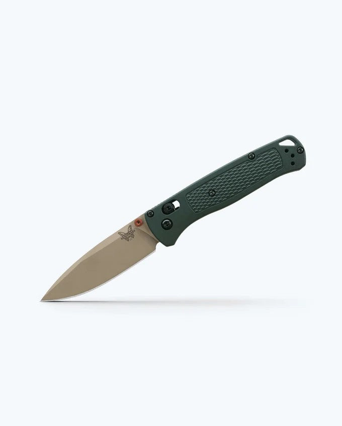 Benchmade Bugout AXIS Lock Knife Taiga Green Grivory (3.2", Tan, Elmax) 535TN-2601