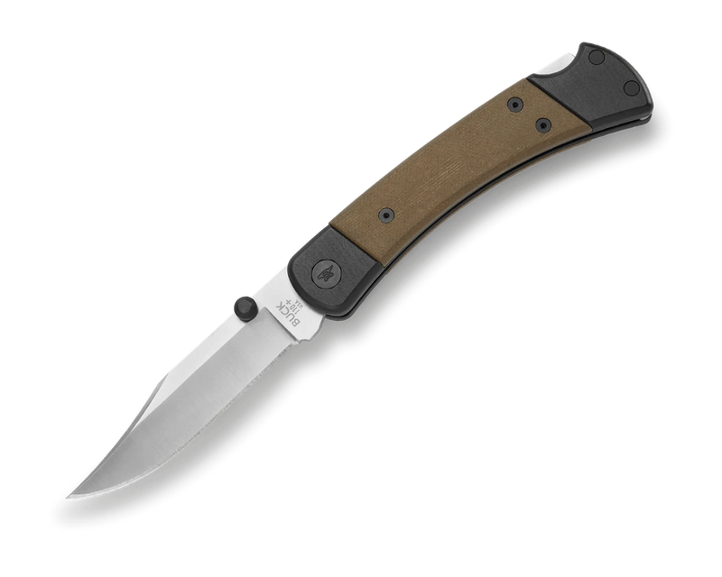 Buck 110 Hunter Sport Lockback Knife O.D. Green Canvas Micarta (3.75", Satin, S30V) 0110GRS5