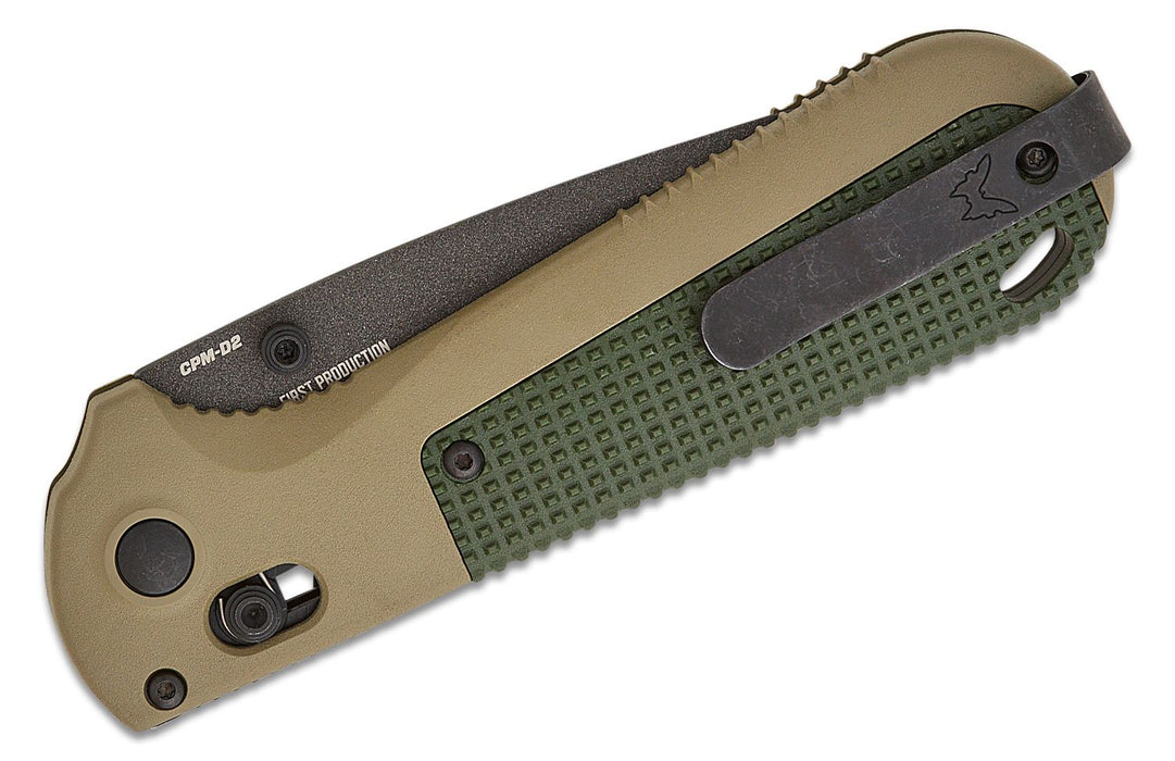 Benchmade Redoubt Tanto AXIS Lock Knife Ranger Green Grivory (3.53",Black Serr, D2) 431SBK-1