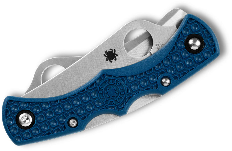 Spyderco Dyad Jr. Lightweight Twin Bladed Lockback Knife Blue FRN (2.43", Satin, SPY27) C39P&SCBL