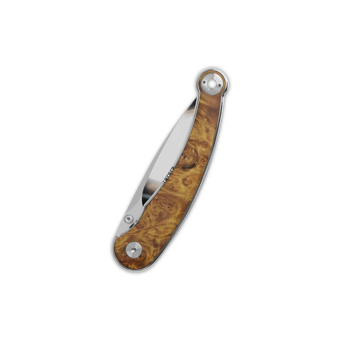 QSP Dolphin Liner Lock Knife Stabilized Wood (3.15", Mirror Polish, 14C28N) QS161-B