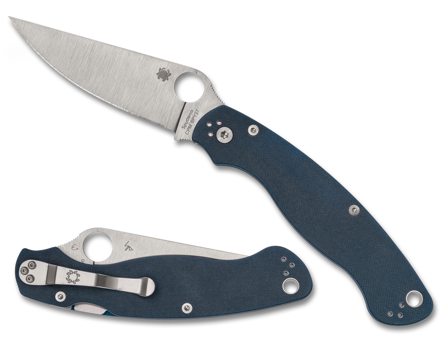 Spyderco Military 2 Compression Lock Knife Cobalt Blue G-10 (4", Satin, SPY27) C36GPCBL2