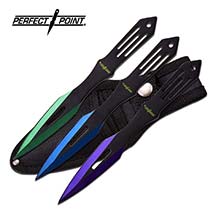 Perfect Point 3 Pc Throwing Knife Set (Green, Blue, Purple) 6.5" PP-598-3GBP