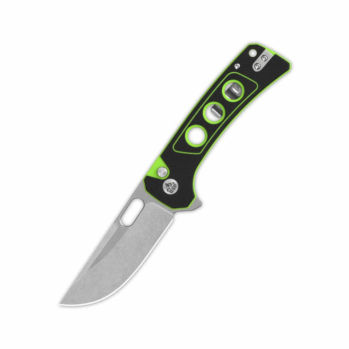 QSP Unicorn Button Lock Knife Black/Green G-10 (3.25" Black SW 14C28N) QS156-C1