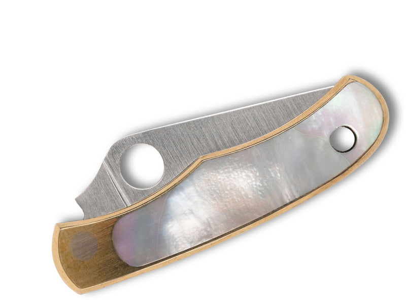 Spyderco Bug Nickel Silver Abalone Mini Folding Keychain Knife (1.25", Satin) C133AP