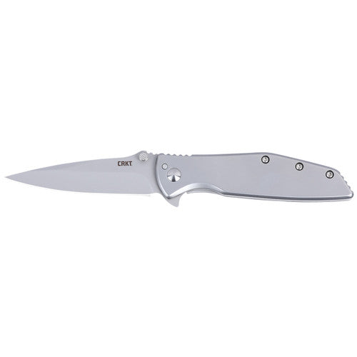 CRKT Slag Spring Assisted Frame Lock Knife Stainless Steel (2.95", Bead Blast, D2) 7600