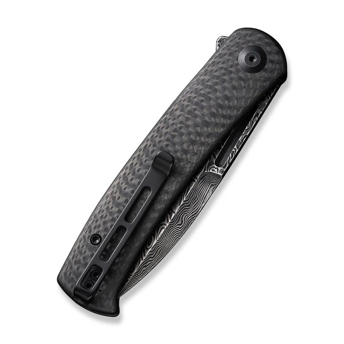 CIVIVI Caetus Liner Lock Knife Black Carbon Fiber (3.48" Damascus) C21025C-DS1