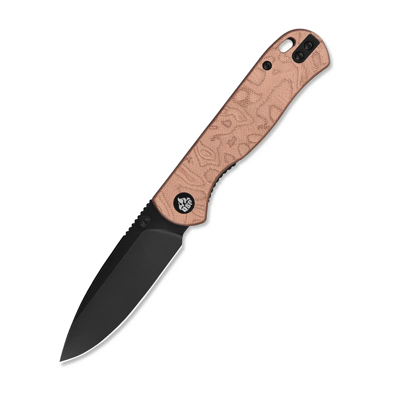 QSP Ferret Liner Lock Knife Copper Foil G-10 (3", Black, Nitro-V) QS170-E2
