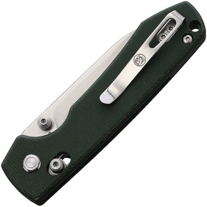 Vosteed Raccoon Crossbar Lock Knife Green Micarta (3.4",  Satin, 14C28N) RCCBVTMN