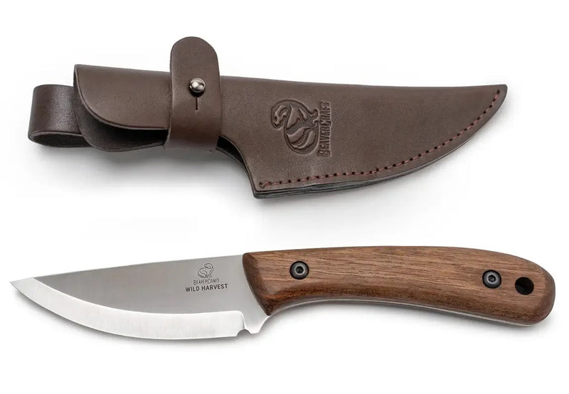 Beavercraft Bushcraft Wild Harvest Fixed Blade Knife Walnut Handle (3.54", Satin, Carbon Steel) BSH7