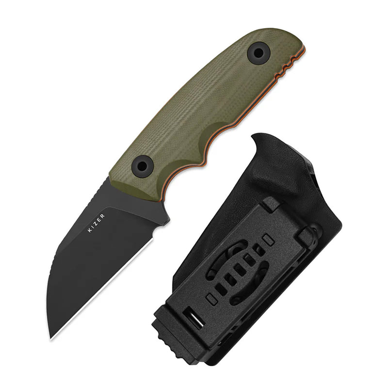 Kizer Snick Fixed Blade Knife Two-Tone Green/Orange G-10 (2.68", SW, AEB-L) 1085A3