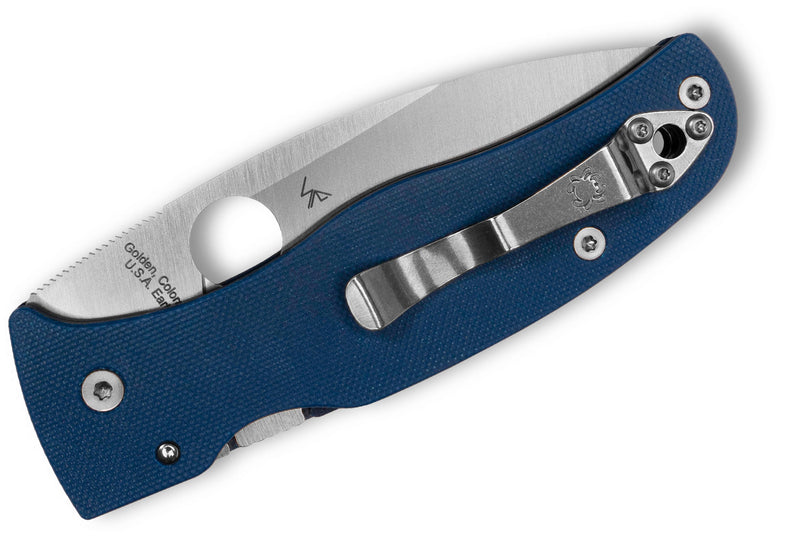 Spyderco Bodacious Compression Lock Knife Blue G-10 (3.63", Satin, SPY27) C263GPCBL