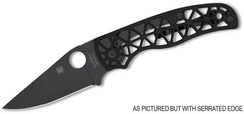 Spyderco Edgerati Serrated Compression Lock Knife Black (3.57", Black, S30V) C266BKALBKS