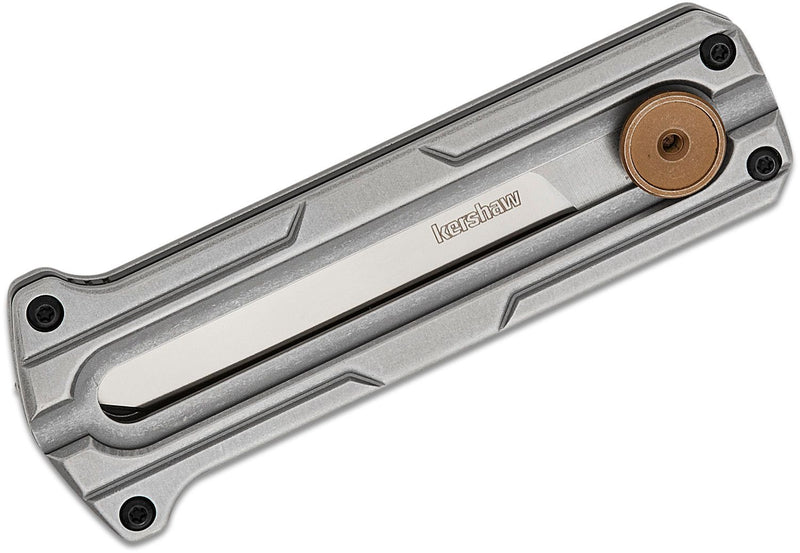 Kershaw Cybernet Manual Sliding Button Lock OTF Knife Steel (2.4", Satin, D2) 2046