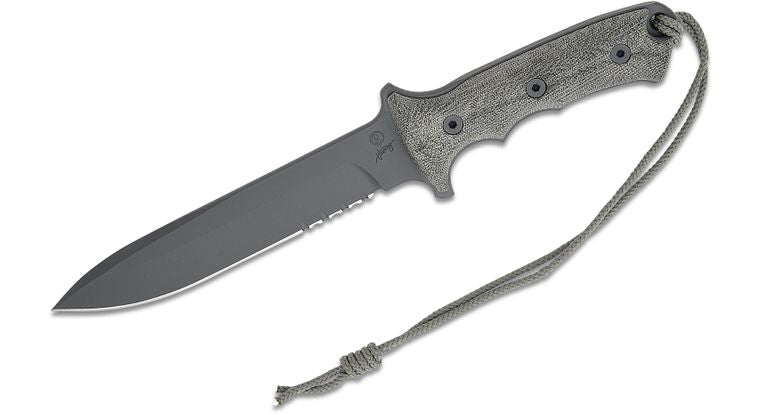 Chris Reeve Knives Green Beret Fixed Blade Knife Serrated (7" Black MagnaCut) GB7-1001