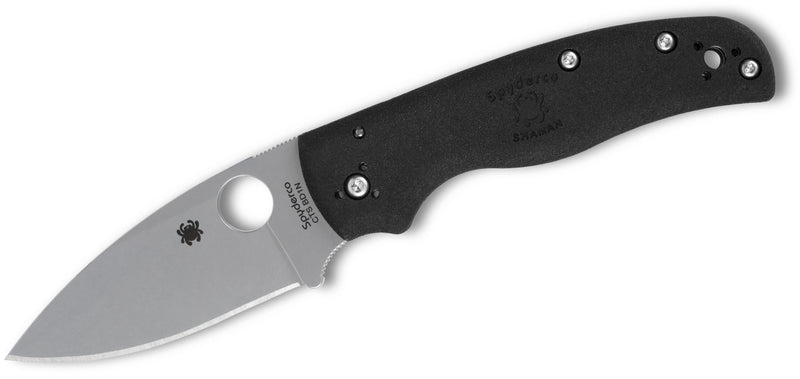 Spyderco Shaman Lightweight Compression Lock Knife Black FRN (3.58", Satin, BD1N) C229PBK