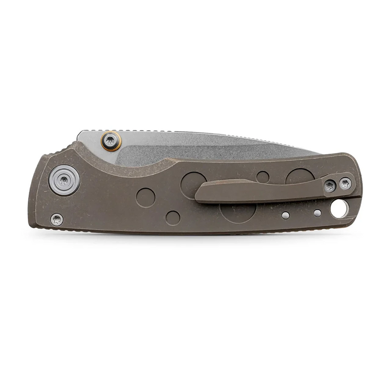 Vosteed Porcupine TiSlim Top Liner Lock Knife Antique Brasswash Ti (3.04", SW, S90V) A4807