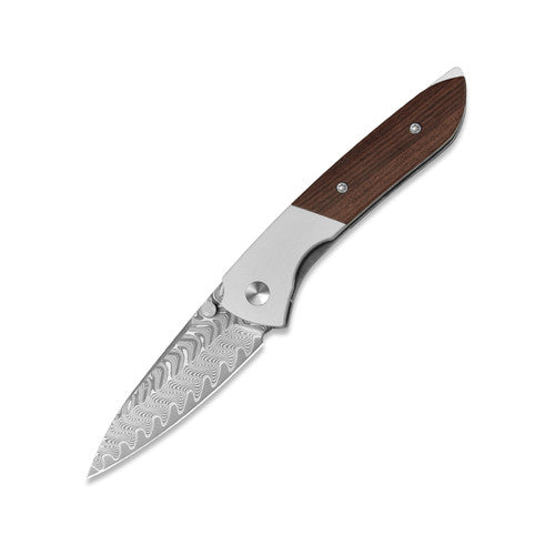 Kizer Spitfire Liner Lock Knife Aluminum Mkuruti Wood (3.13", Damascus) V3690A3