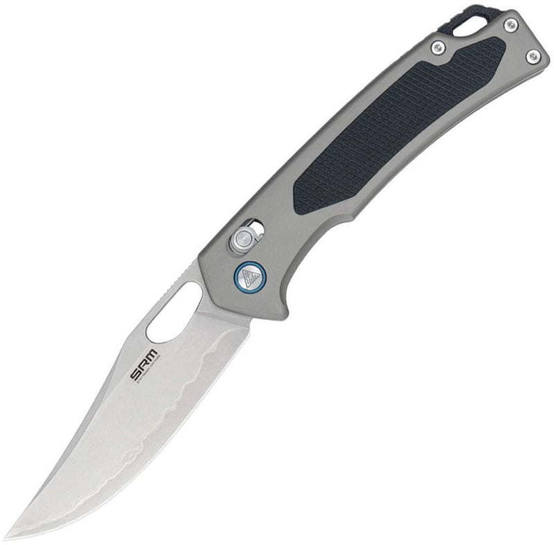 SRM Knives Retriever Ambi Lock Folding Knife Aluminum with G10 Inlay (3.54",Satin, 140CR) 9203-AK