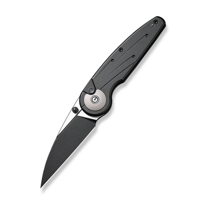 CIVIVI Starflare Button Lock Knife Black Aluminum (3.3" Two-Tone) C23052-1
