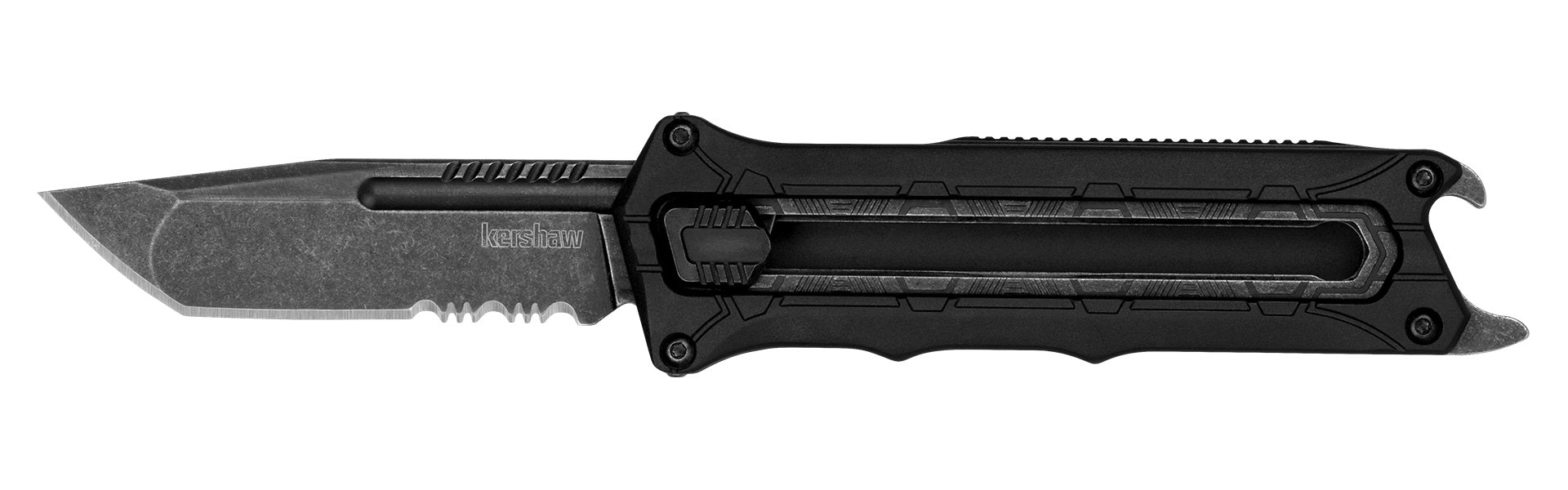 Kershaw Interstellar Manual Sliding Button Lock OTF Knife Black (2.7" Blackwash 8Cr13MoV) 1195