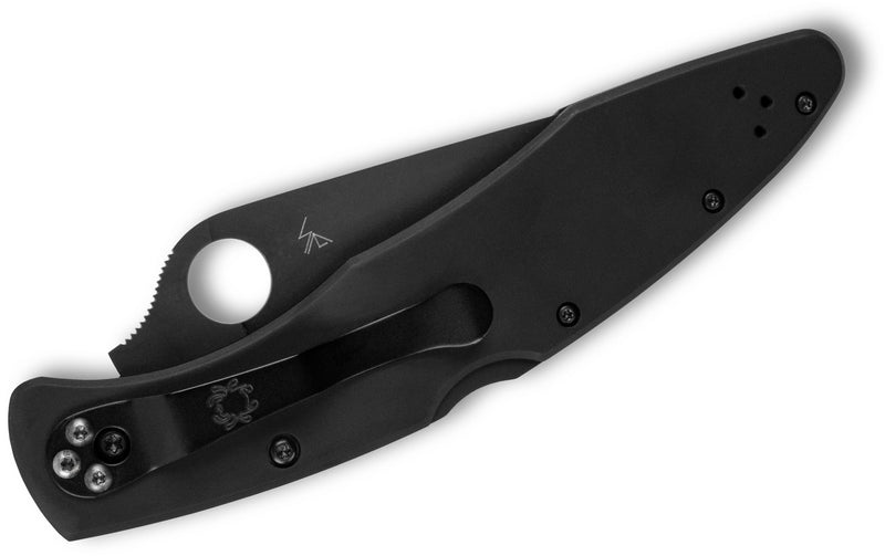 Spyderco Police Lockback Knife Black Stainless Steel (4.2", Black, VG10) C07BKP