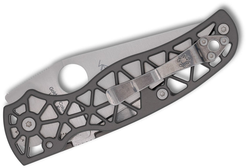 Spyderco Edgerati Serrated Compression Lock Knife Gray (3.57", Satin, S30V) C266ALS