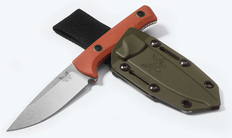 Benchmade Hunt SlipRidge Fixed Blade Knife Drop Point Blade, Rust Orange G10 (3.7", SW,  MagnaCut) 15650-01