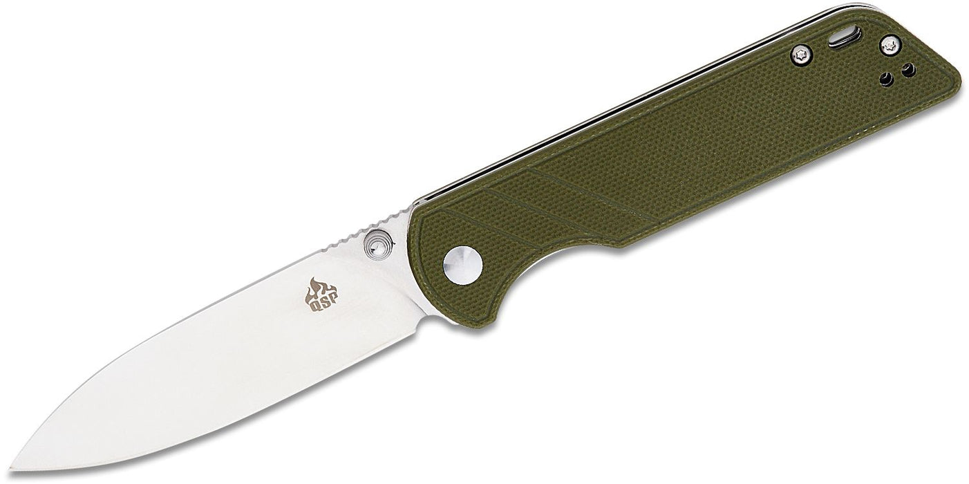 QSP Parrot V2 Liner Lock Knife Green G-10 (3.25", Satin, D2) QS102-B