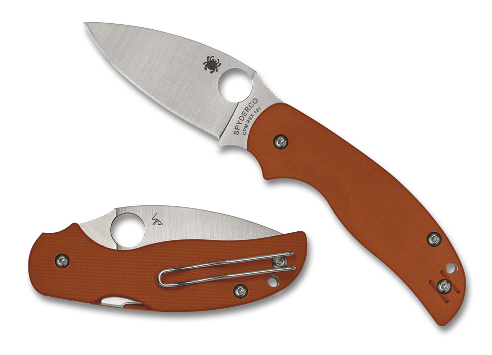 Spyderco Sage 5 Compression Lock Knife Burnt Orange G-10 (3" Satin REX 121) C123GBORP