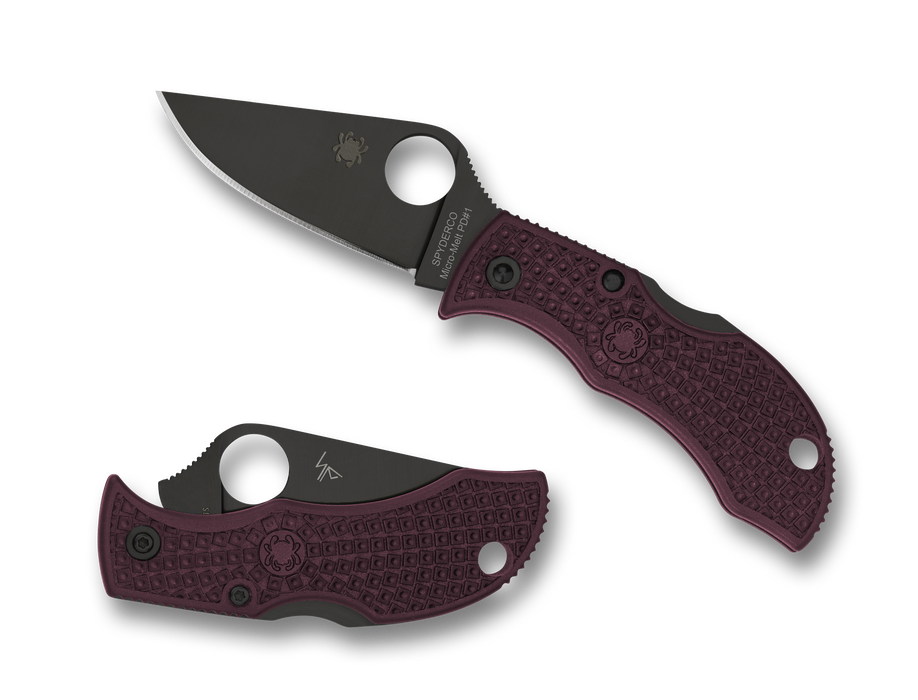 Spyderco ManBug Lightweight Pocket SPRINT RUN Knife Burgundy FRN (1.9" Black CTS-PD#1)  MBBGBKP