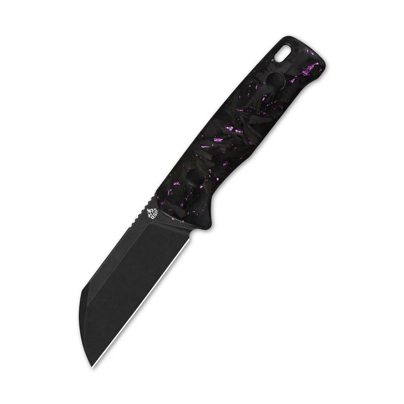 QSP Baby Penguin Fixed Blade Knife Purple Shredded CF (2.53", Black, 14C28N) QS130BP-E2