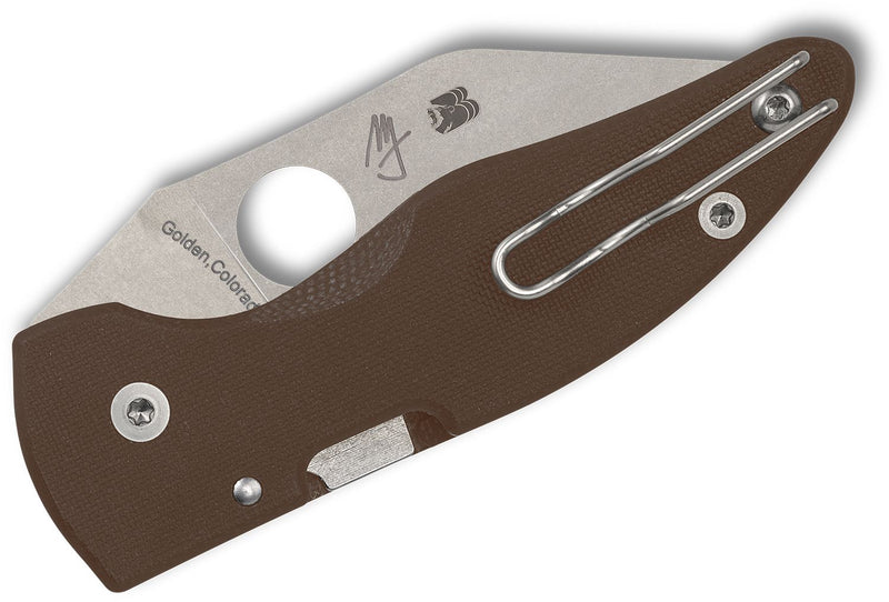 Spyderco MicroJimbo SPRINT RUN Compression Lock Knife Brown G-10 (2.45", Satin, 15V) C264GPBN15V