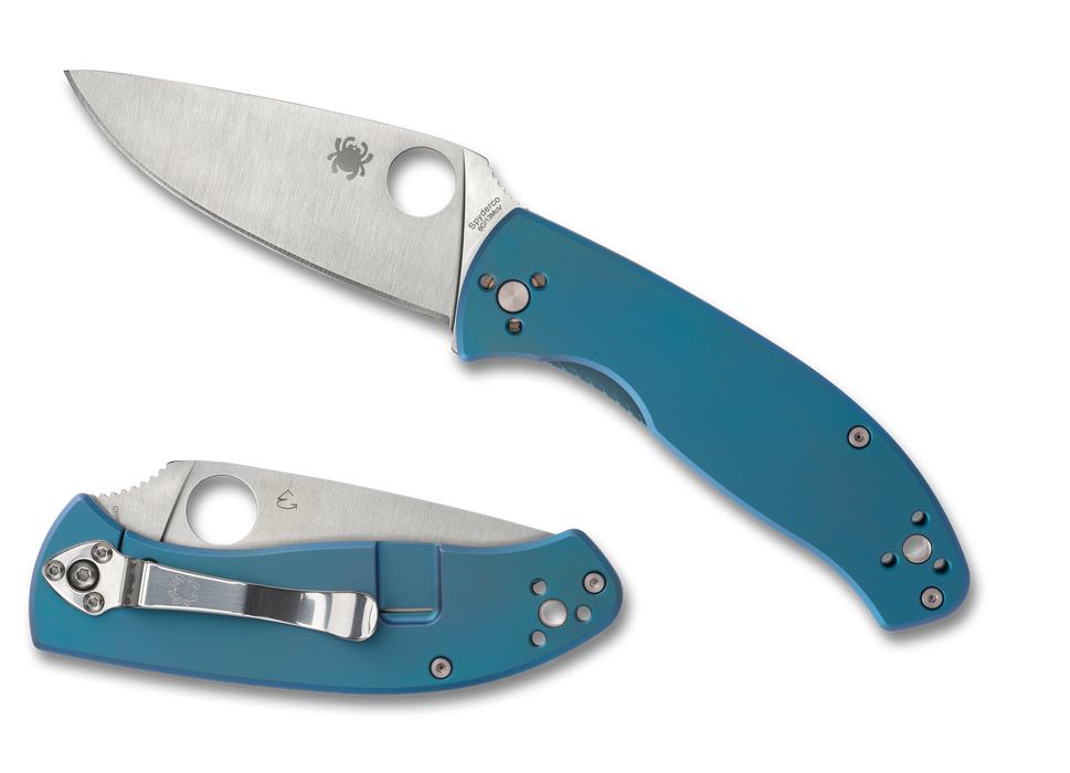 Spyderco Tenacious R.I.L. Frame Lock Knife Blue Titanium (3.35" Satin) C122TIBLP