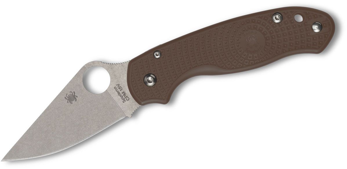 Spyderco Para 3 Lightweight SPRINT RUN Knife Brown FRN (2.93", Satin, 15V) C223PBN15V