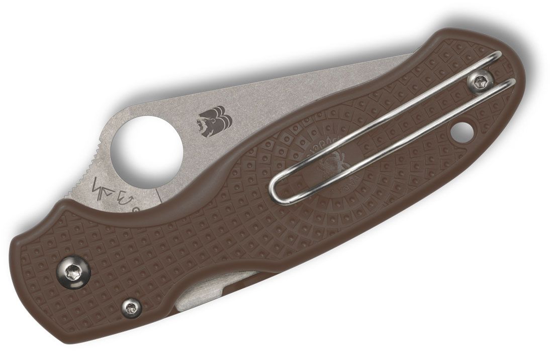 Spyderco Para 3 Lightweight SPRINT RUN Knife Brown FRN (2.93", Satin, 15V) C223PBN15V