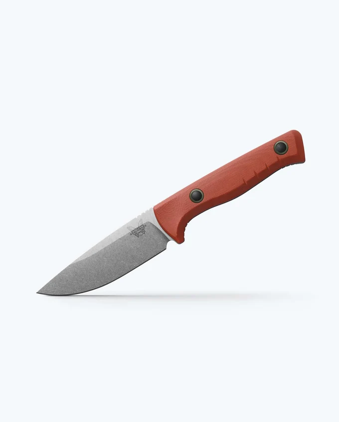 Benchmade Hunt SlipRidge Fixed Blade Knife Drop Point Blade, Rust Orange G10 (3.7", SW,  MagnaCut) 15650-01