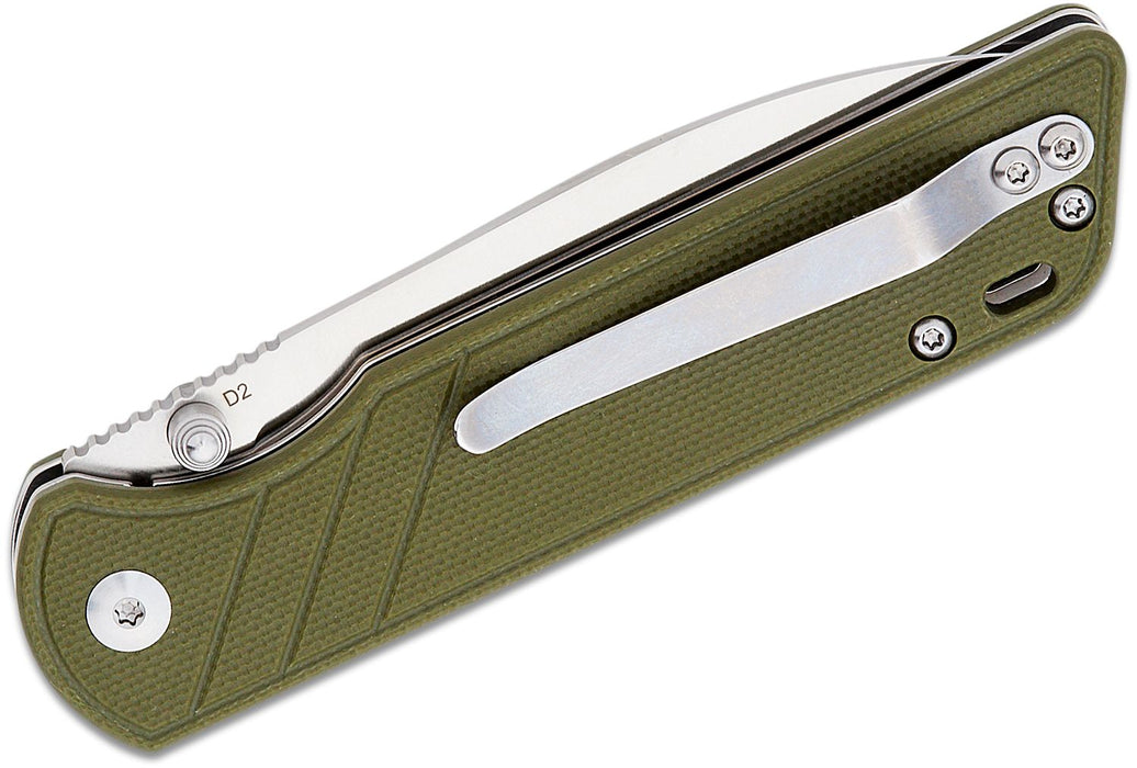 QSP Parrot V2 Liner Lock Knife Green G-10 (3.25", Satin, D2) QS102-B