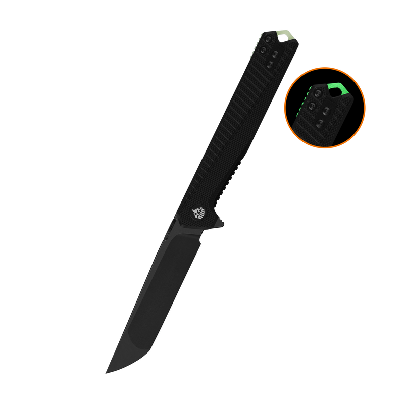 QSP Mantis Liner Lock Knife Black G10 (3.42", Black, Nitro V) QS176-A2