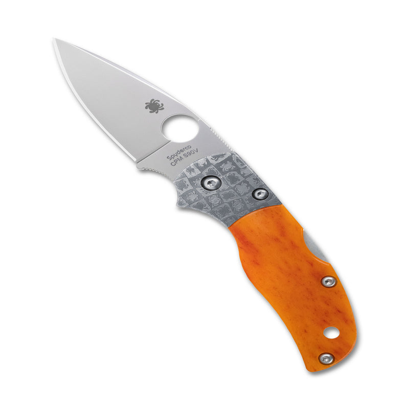 Spyderco Native 5 SPRINT RUN Lockback Knife 50th Anniversary Amber Bone (2.95", Polished, S90V) C41BA50TH