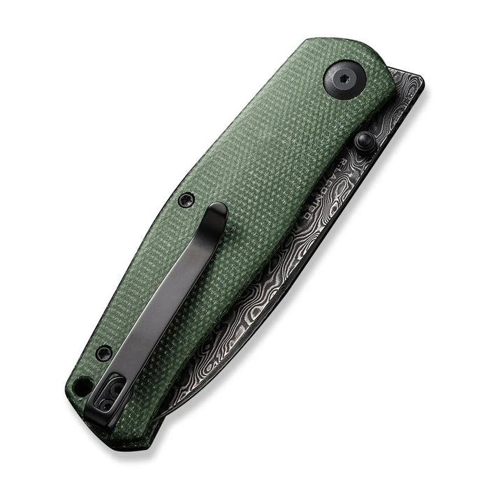 CIVIVI Sokoke Liner Lock Knife Green Micarta (3.35" Damascus) C22007-DS2