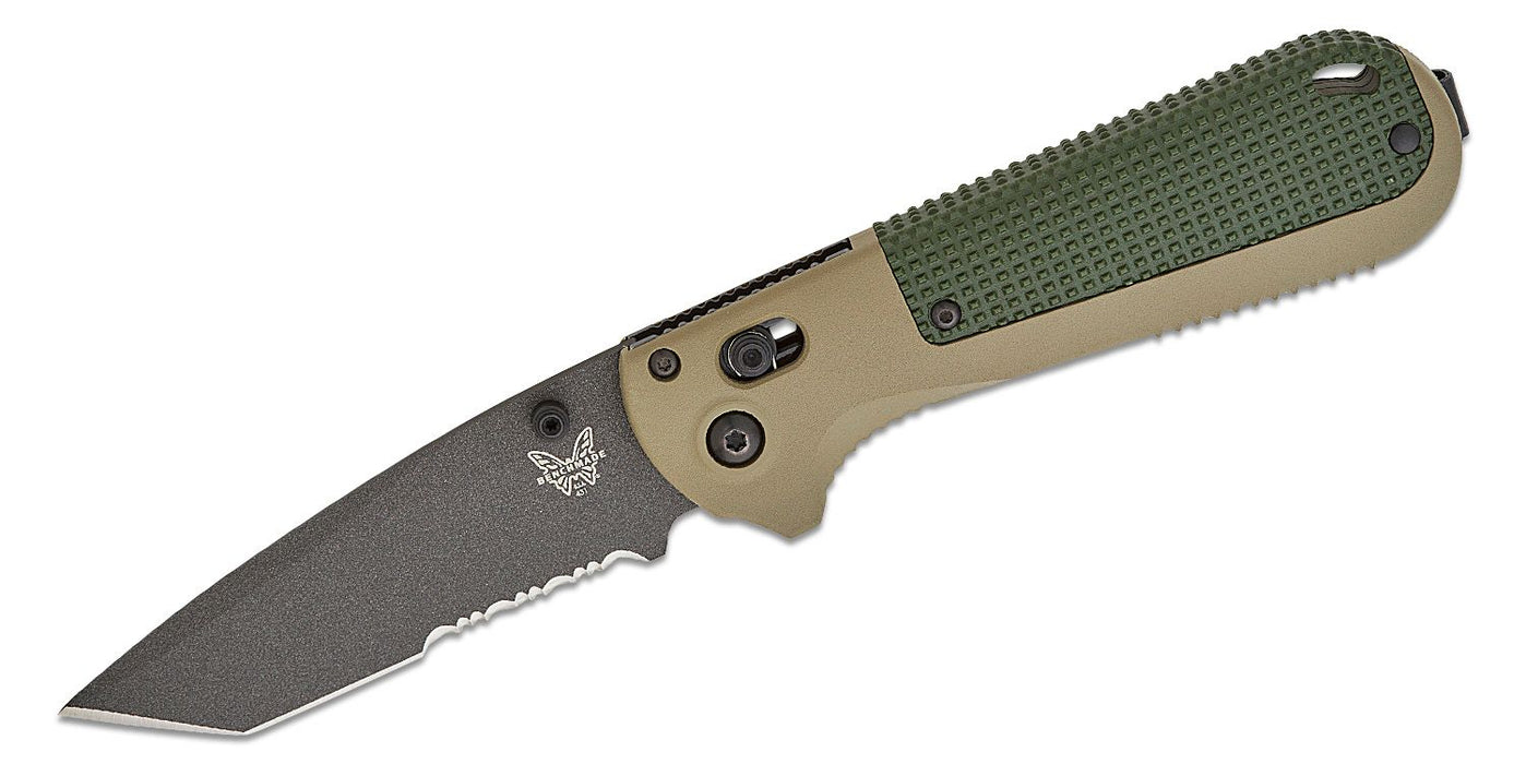 Benchmade Redoubt Tanto AXIS Lock Knife Ranger Green Grivory (3.53",Black Serr, D2) 431SBK-1