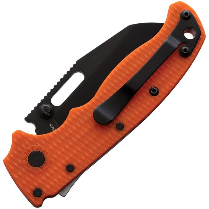 Demko Knives AD20.5 Shark Foot Shark Lock Knife Orange Grivory (3" Black) DEMAD205F23B