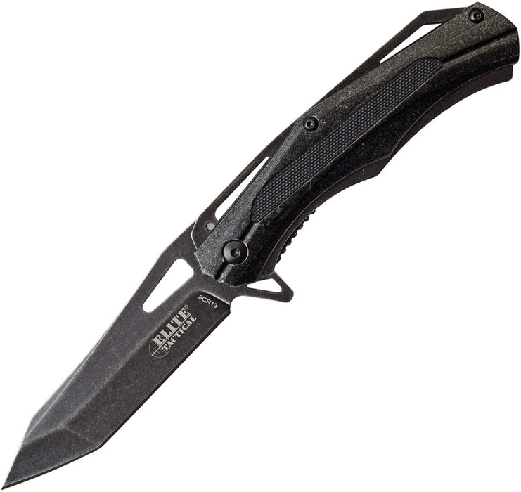 Elite Tactical Flipper Folding Knife (3.25" Black Stonewash) ET1026SW