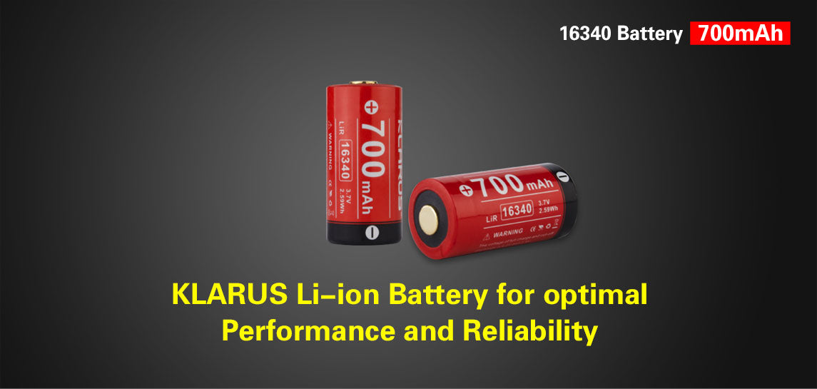 Klarus 700 mAh Rechargeable Li-ion Battery 16340
