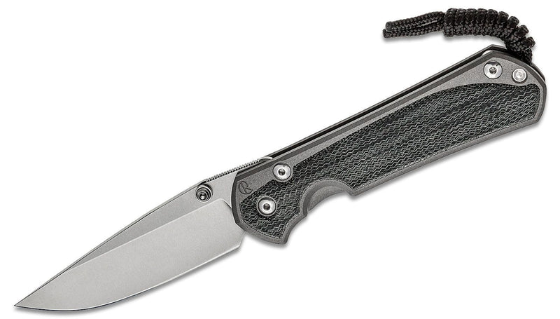 Chris Reeve Large Sebenza 31 Drop Point Sandblasted Titanium Handles w/ Black Canvas Micarta Folding Knife (3.61" SW) L31-1200