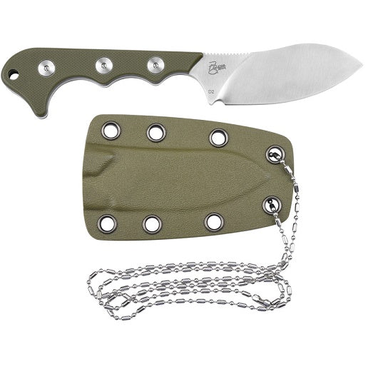 QSP Neckmuk Neck Knife Green G10 (2.88" Satin D2) QS125C