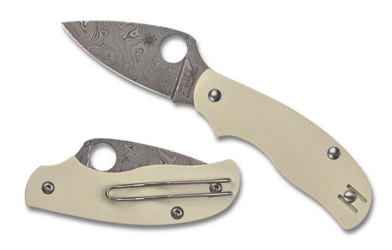 Spyderco Urban Slipit Knife SPRINT RUN Ivory G-10 (2.44" Damascus) C127GPIVD